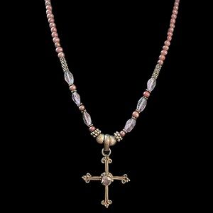 Vintage Sterling Silver Caviar Amethyst Pearl Necklace